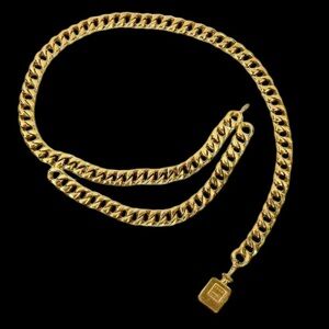 Chanel Vintage Gold Plated Chunky Chain Perfume  Charm Belt